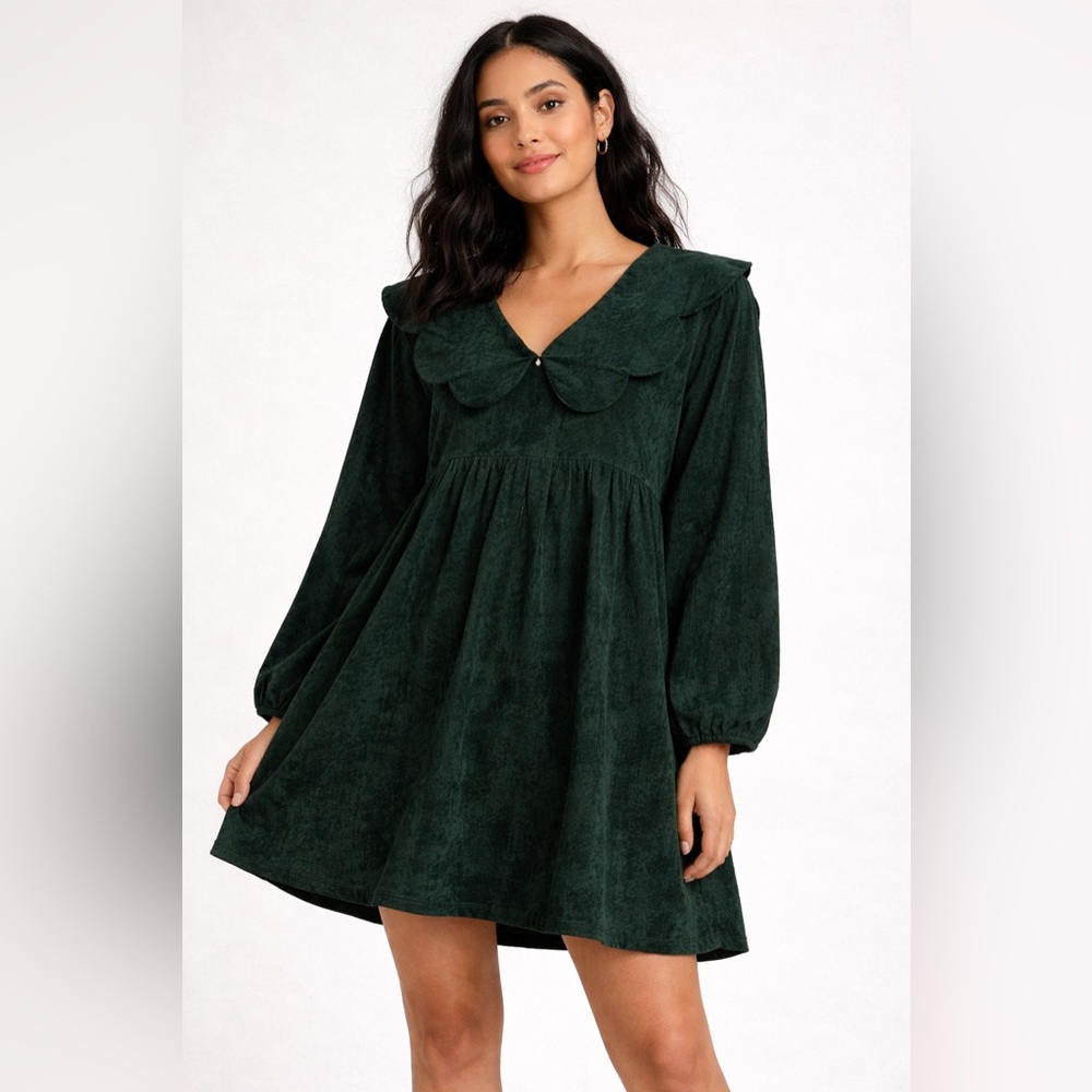 Entro Forest Green Ruffle Dress